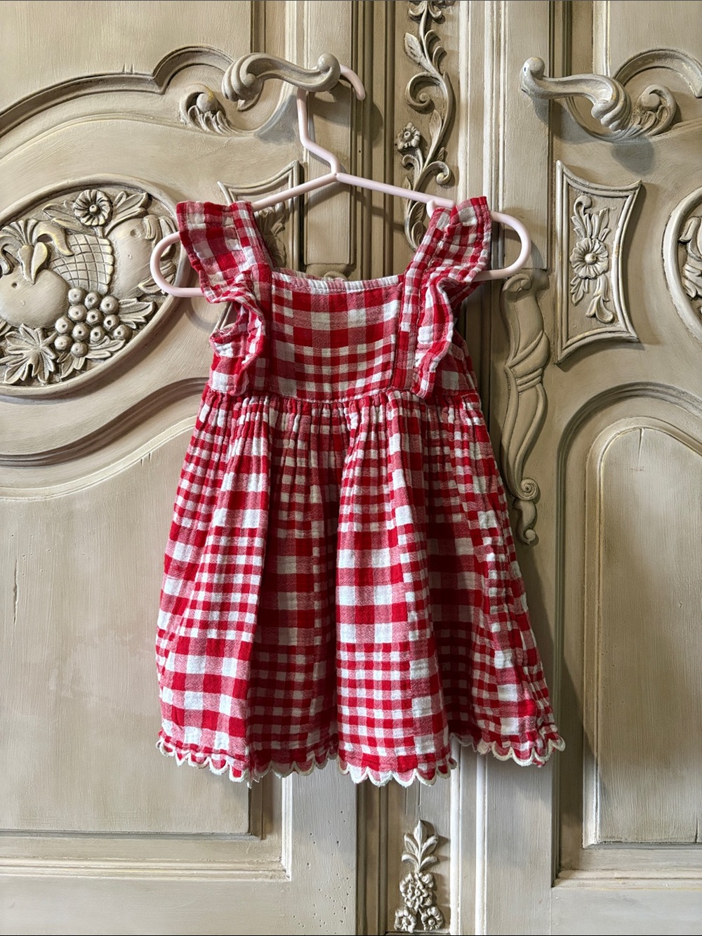 Old Navy Red and White Gingham Ruffle-Strap Dress